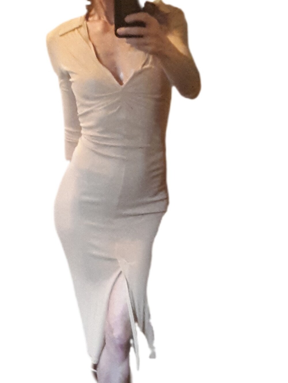 Rare Vintage Morgan de Toi Beige Bodycon Midi Dress